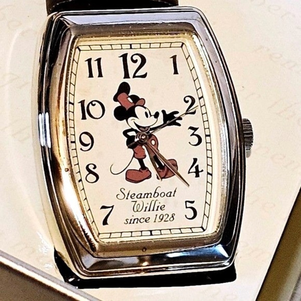 Disney Steamboat Willie Collectible Watch Dark Brown Watchband - Picture 2 of 5